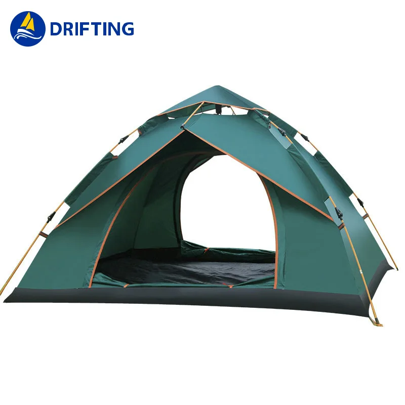 Family Outdoor Swag Large Canvas Folding Camping Tent 3-4 Person Portable Fully Automatic Tent