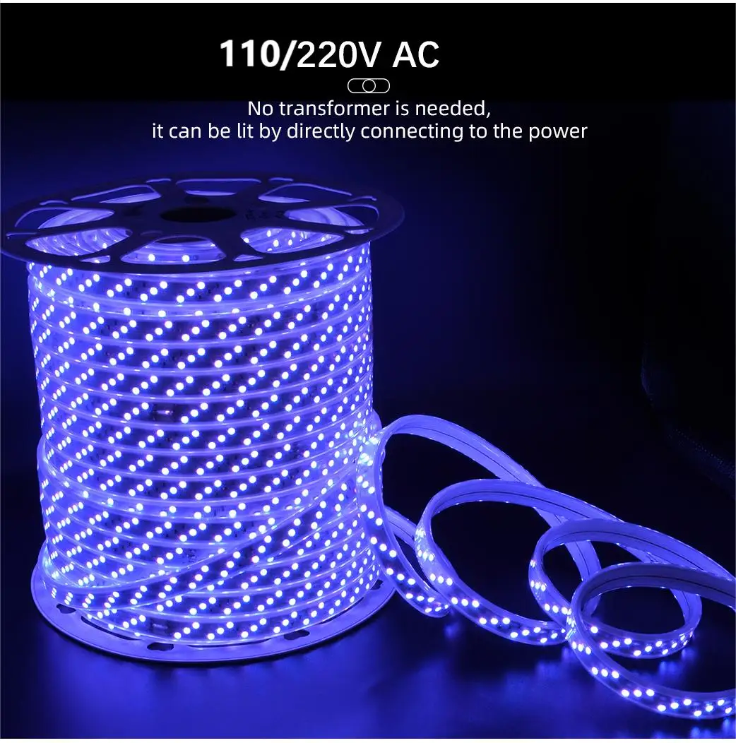 GMADS2307 110V 220V Festival Decoration 60Leds SMD 5050 RGB Flexible Led Strip Lights 100 meter led strip lights waterproof IP68