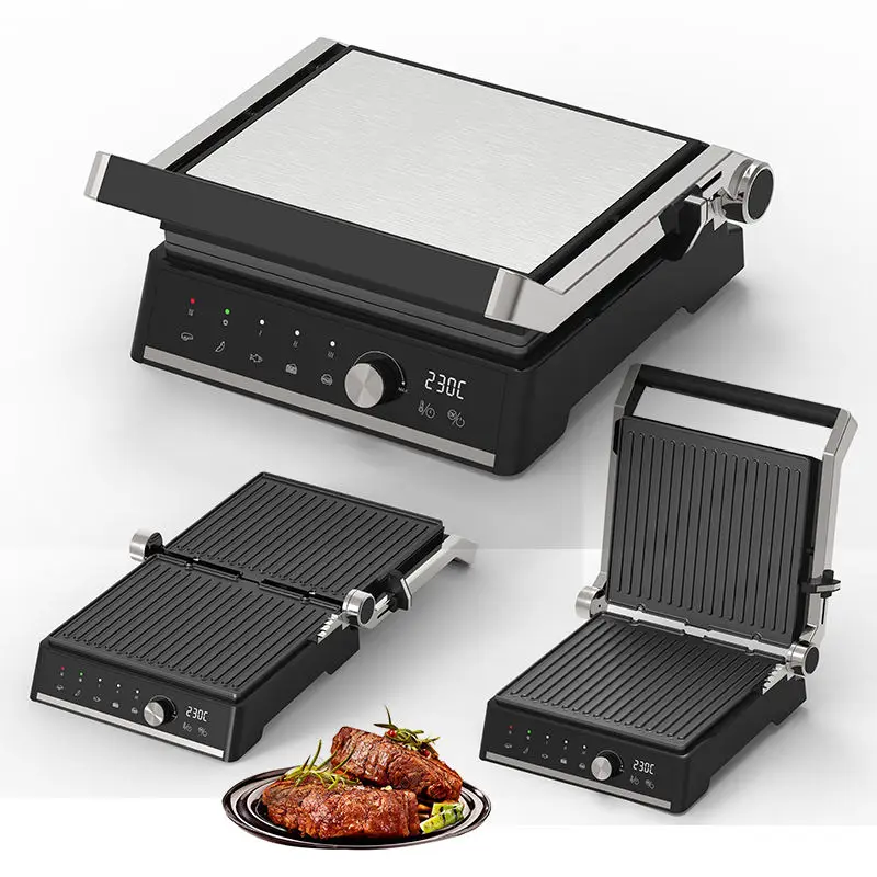 750W 1000W Electric Grill Griddle Sandwich toaster Maker Customizable Electric Panini Press Grill