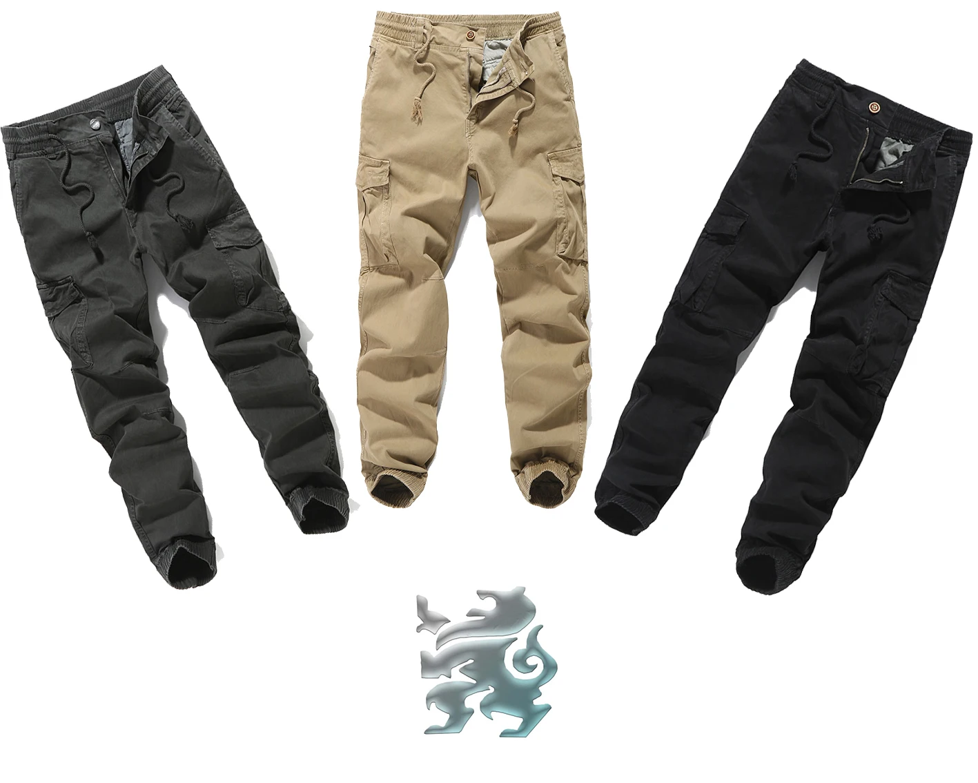 Хит продаж, 2024 уличная одежда, мужские брюки-шаровары из хлопка и спандекса с шестью карманами, повседневные узкие штаны-карго для бега