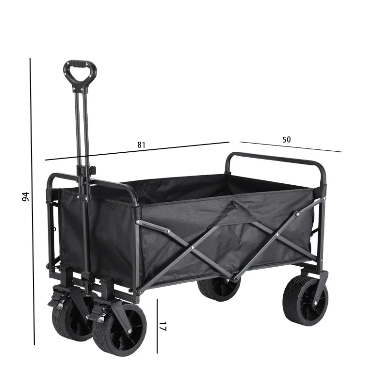 Outdoor Collapsible Off-Road Camping Cart Shopping Trolley Home Pulling Tools Cart 8 Inch Ground Camping Cart