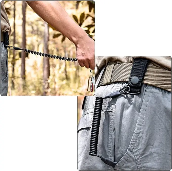 Tactical Anti-Lost Elastic Lanyard Spring Rope Safety Strap Gear Holders Rope