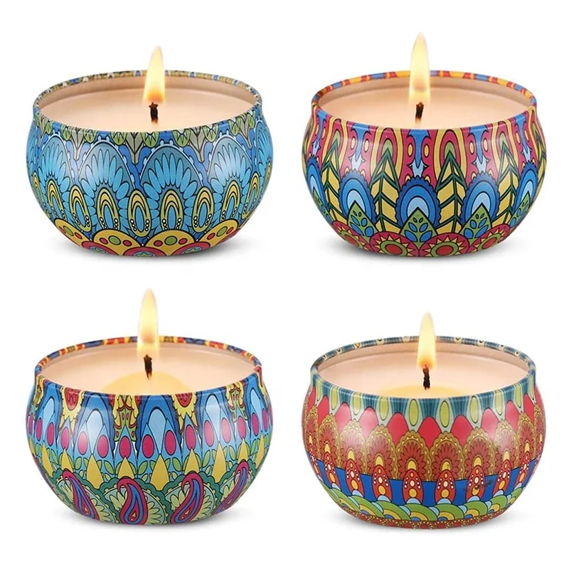 
2021 New Prodcut Wholesale OEM Luxury Custom Logo Fragrance Tin Box Flower Organic Soy Wax Scented Candles 