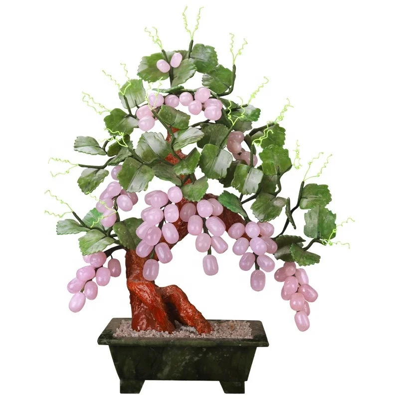 Crystal Tree Natural Jade Potted Grape Vine Jade Fortune Money Tree Home Decoration Feng Shui Handicraft Gifts Good Fortune