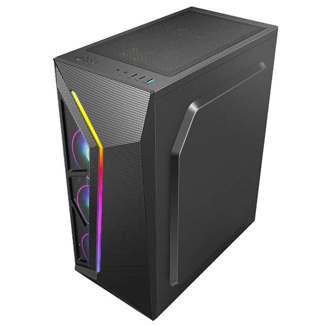 Hongyi M-ATX ATX ITX CASE table vertical SPCC HD Audio ARGB light panel gamer gaming computer pc case & towers with RGB fan