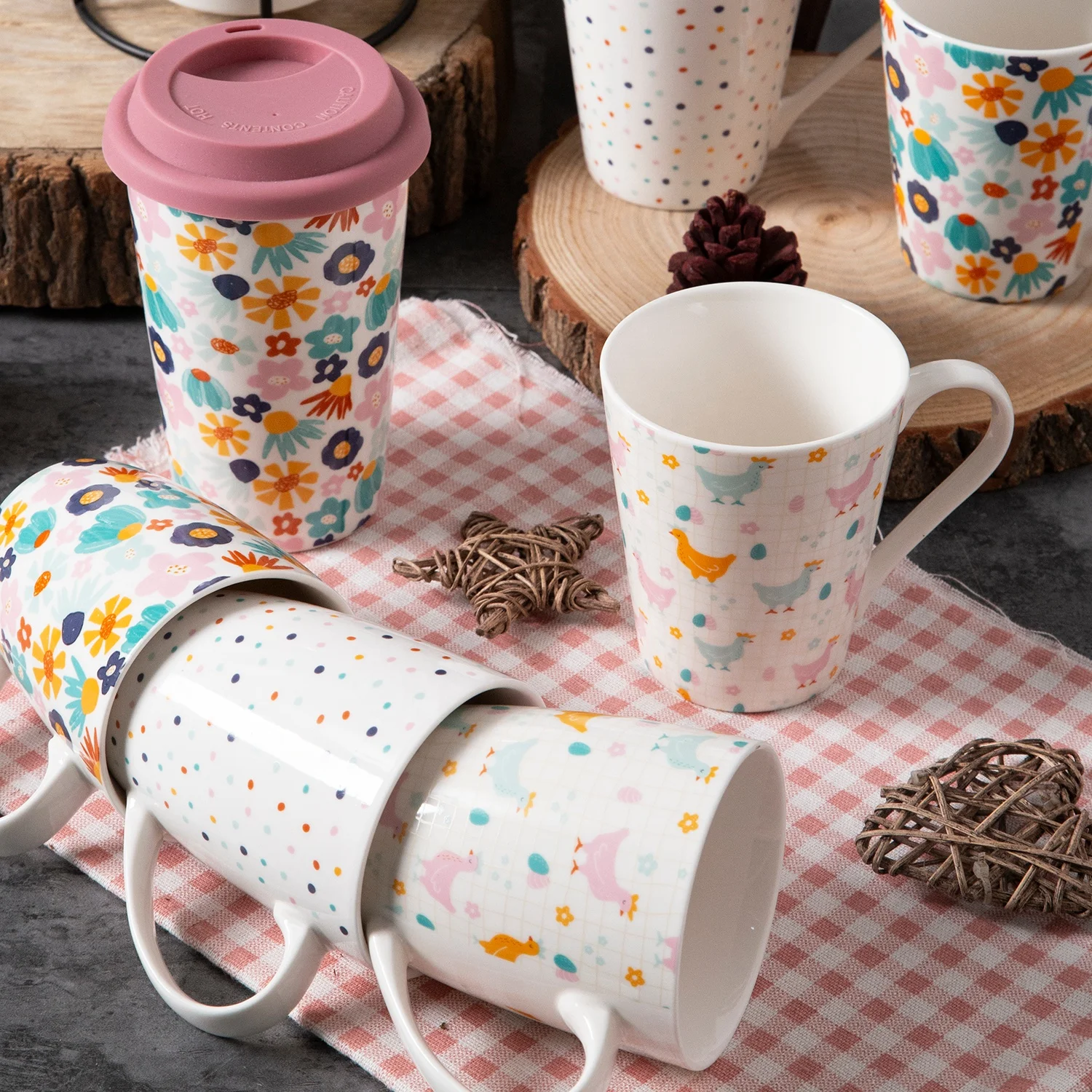 Vibrant fashion ceramic cup Easter applique coffee milk new bone china ceramic cup