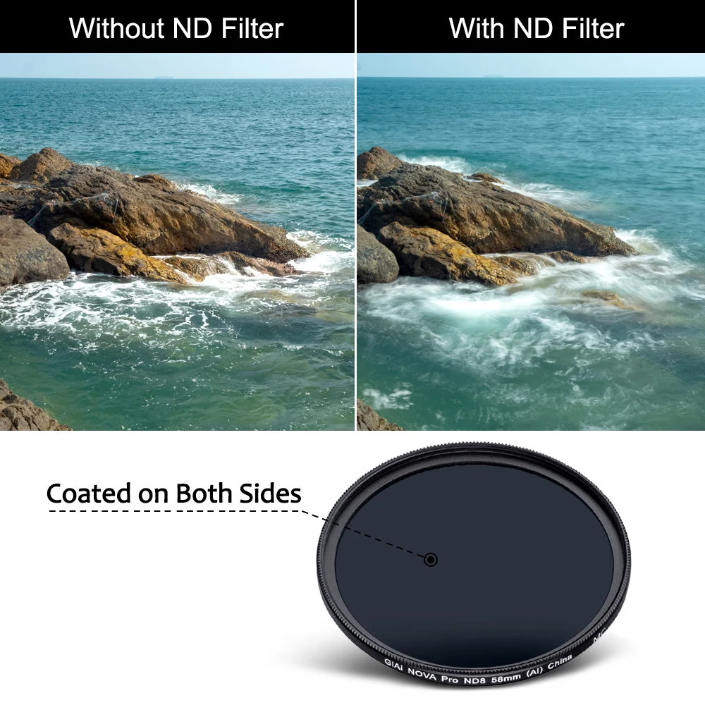 GiAi Slim ND Filter 58mm ND8 Filter Neutral Density 3 Stops Camera ND filter lens