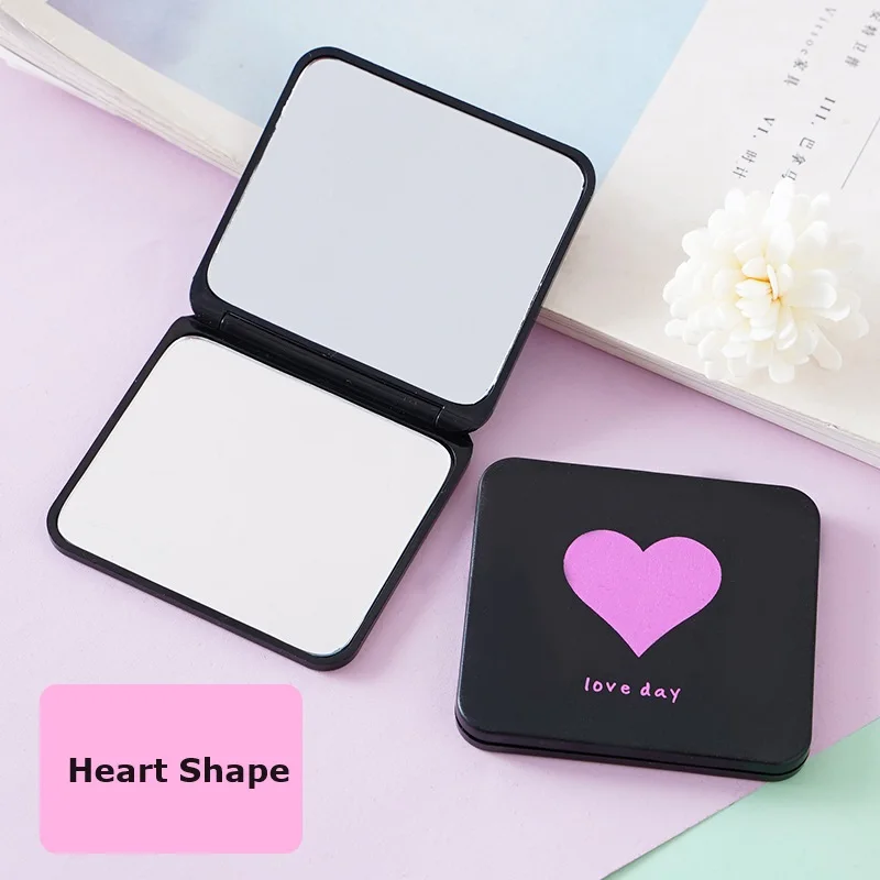 manufacturer small size square plastic hand mirror folding black beauty makeup cosmetic travel mirror portable pocket