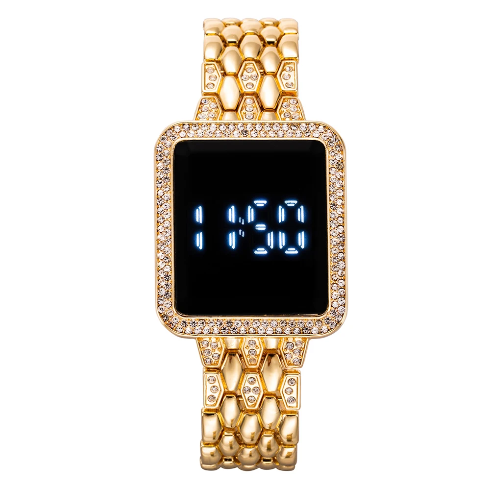 Luxury Rhinestone Ladies Digital Wristwatches LED Touch Screen Women Watch Waterproof Female Clock Relogio Feminino