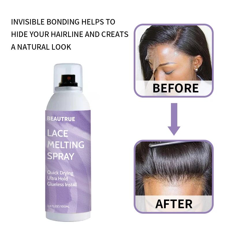 Factory Direct-sell Private Label Extreme Hold Fast Dry Aerosol Melting Spray Wig Lace Melting Glue Spray