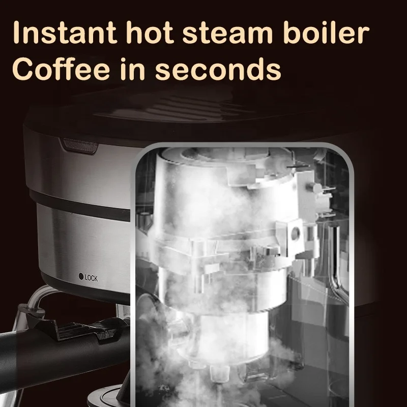 Semi-Automatic Coffee Maker Machine 240ML Espresso Machine 5 Bar Cappuccino Latte Frothing Coffee Maker