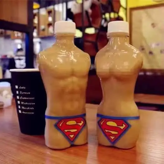 300ml Creative Empty Muscle Man body shape PET plastic beverage bottle