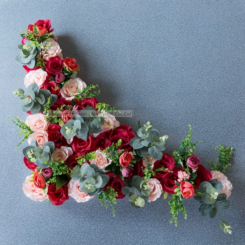 LFB561-3  colourful rose peony flower backdrop flower garland with green leaf for wedding backdrop