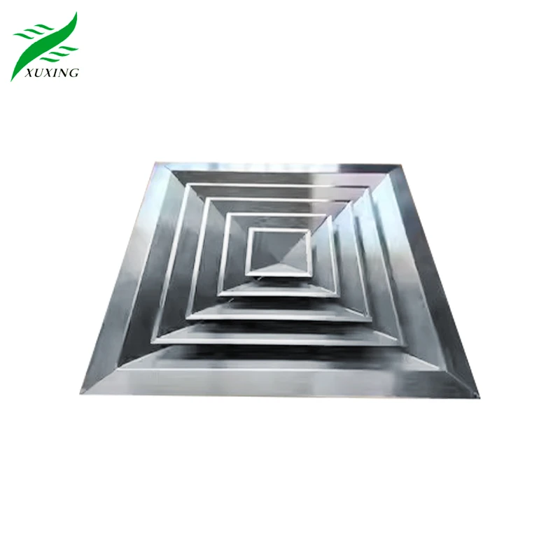 Hvac Air Conditioning Directional Ac Diffuser Stainless Steel 304 316 Supply Ceiling 4 Way Square Air Diffuser