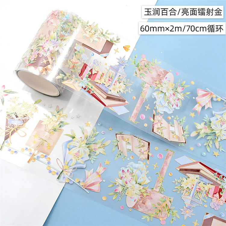 Цветочная лента washi ширина 6 см Цветочные растения DIY декоративные наклейки винтажная прозрачная