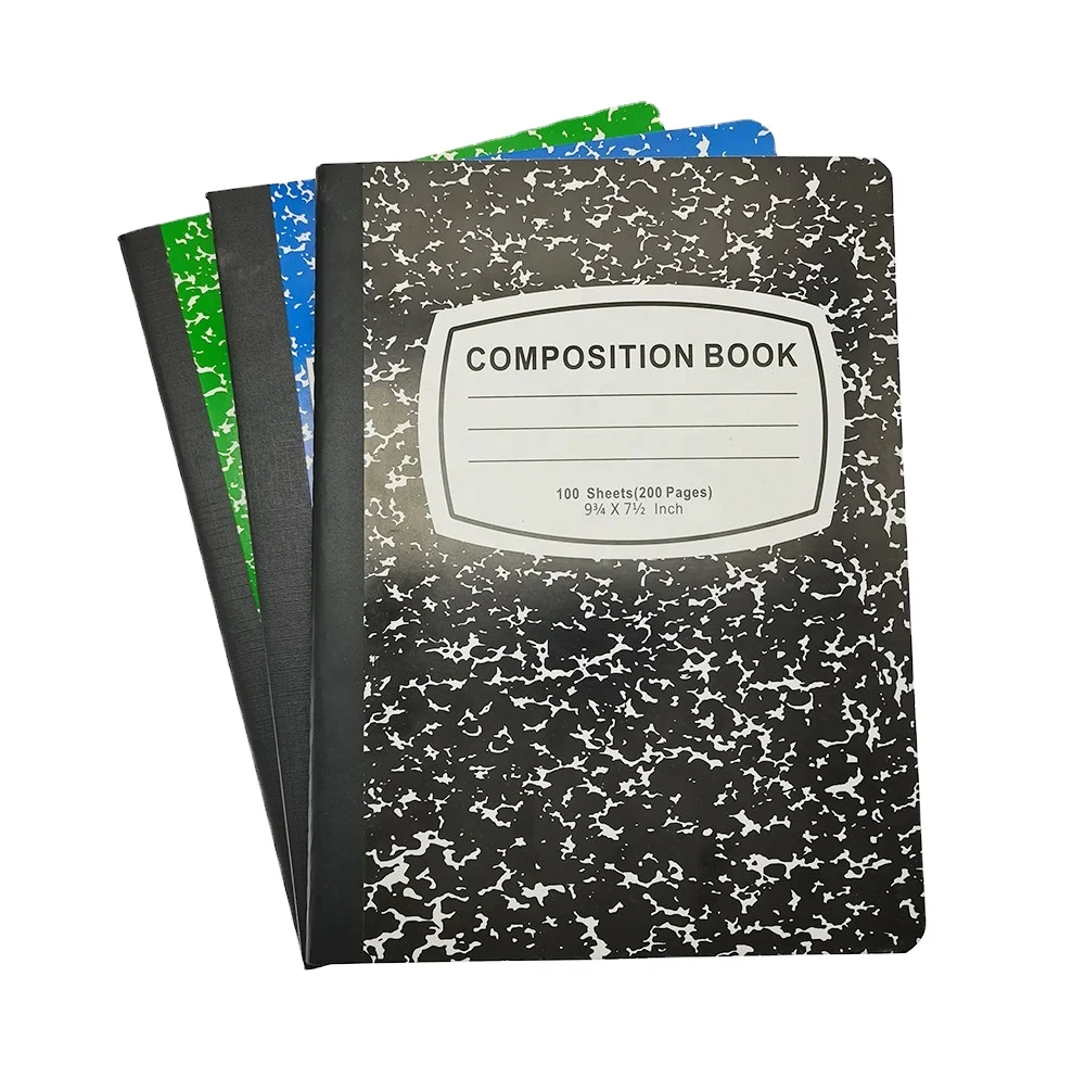 Factory Cheap School Office Use 100 Sheets Wide Ruled Marble Composition NoteBook