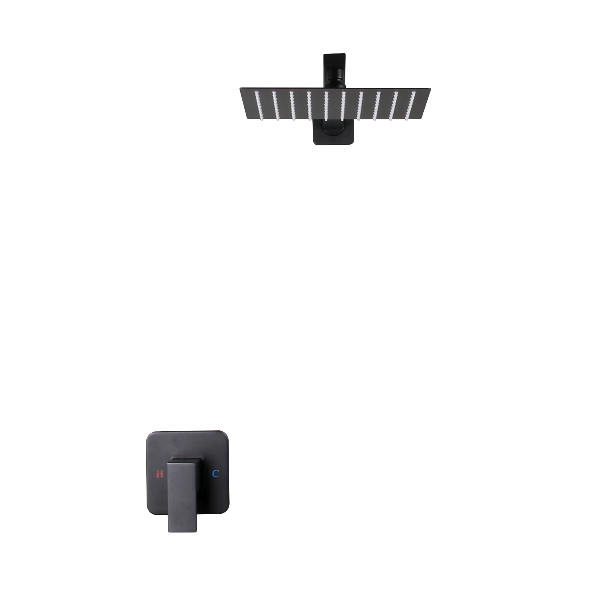 2021 High Quality Concealed Wall Mounted Black Color Waterfall Rain Shower Head