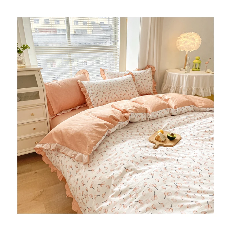 Постельное белье из 100% хлопка с принтом постельное Комплект постельного белья пододеяльником простыни для кровати