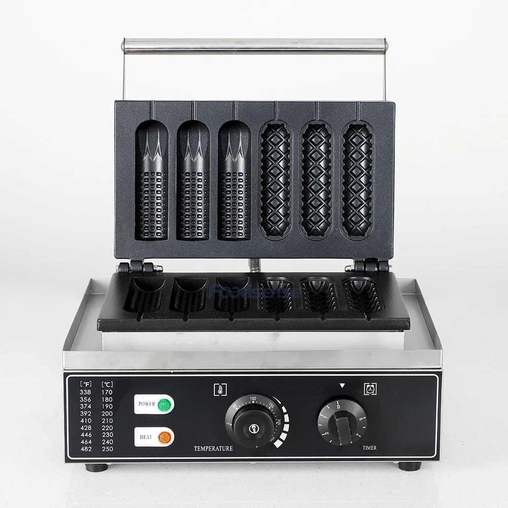 Commercial Hot Dog Waffle Machine 6Pcs Corn Dog Waffle Maker for Restaurant Bakeries Snack Bar Home Commercial Use