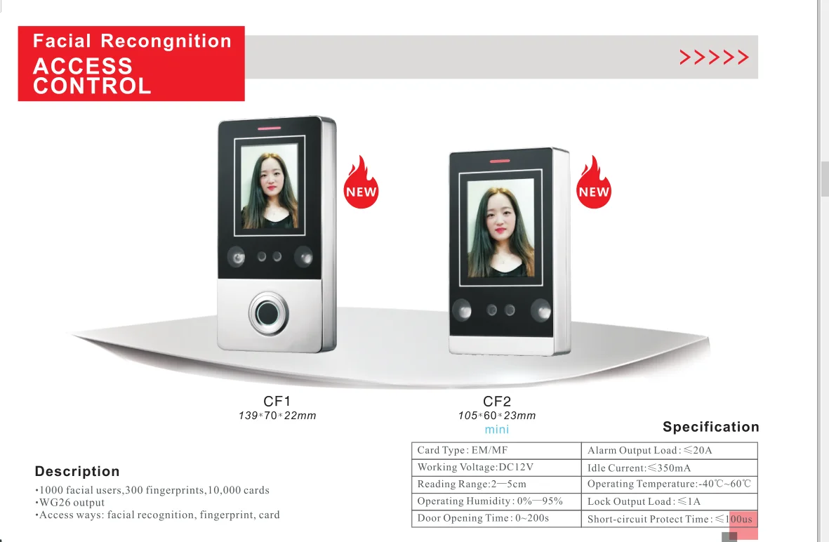 biometric Face Recognition Fingerprint access control System product rfid card