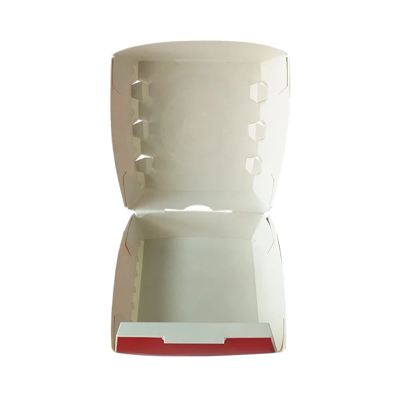Burger Packaging Food Container Hinged Lid Burger Paper Box Custom Logo Printed White Cardboard Clamshell Hamburger Paper Boxes
