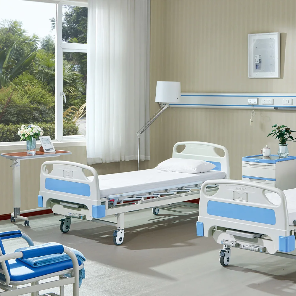 HaoHan 2025 new 037 two Function ABS Side Rail ICU Bed Multifunction Crank Manual Medical Bed With Low Price Manual Nursing Home