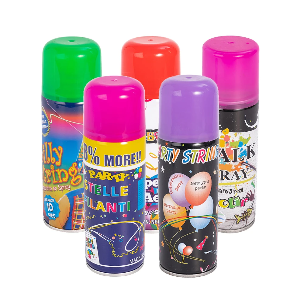 Eco-Friendly Biodegradable Crazy Spray Silly String for Wedding Birthday Party Festival Celebration Glow In Colorful Tan