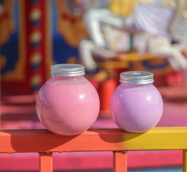 100ml 200ml 300ml 400ml 500ml Plastic milk tea  juice bottle pet transparent beverage bottle creative ball shape