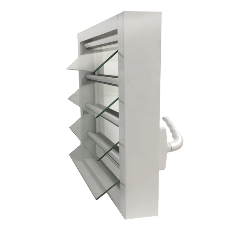 Aluminum Louver Double Tempered Glass Swing Glass Design Adjustable Modern Shutters Exterior Customized Size DY Push and Pull