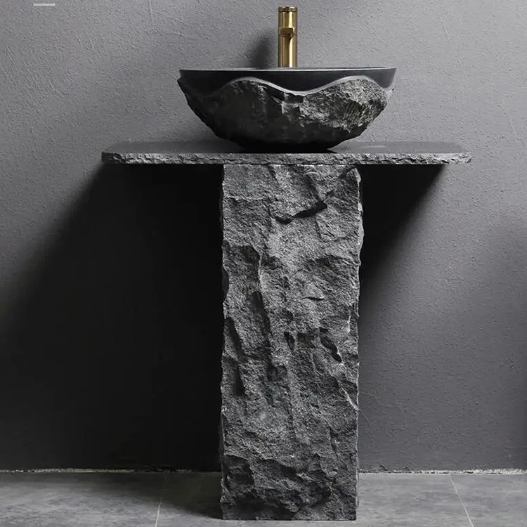 custom standing artificial stone basin bathroom sink quartz vanity sink modern design marble stone pedestal bathroom sink