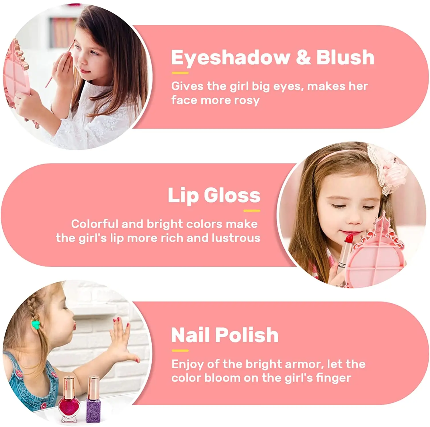 Perfect Christmas Gift Eve Stone 47 Pcs Kids Pretend Play Toys Makeup Kit for Girls Washable Makeup Set with Non Toxic Cosmetic