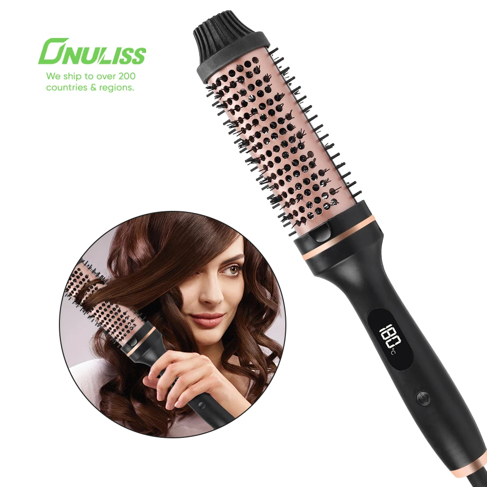 Private Logo Hot Hair Combs Hairbrush Thermal Curling Iron Portable 3 in 1 Hair Styling Brush Heated Round Brush