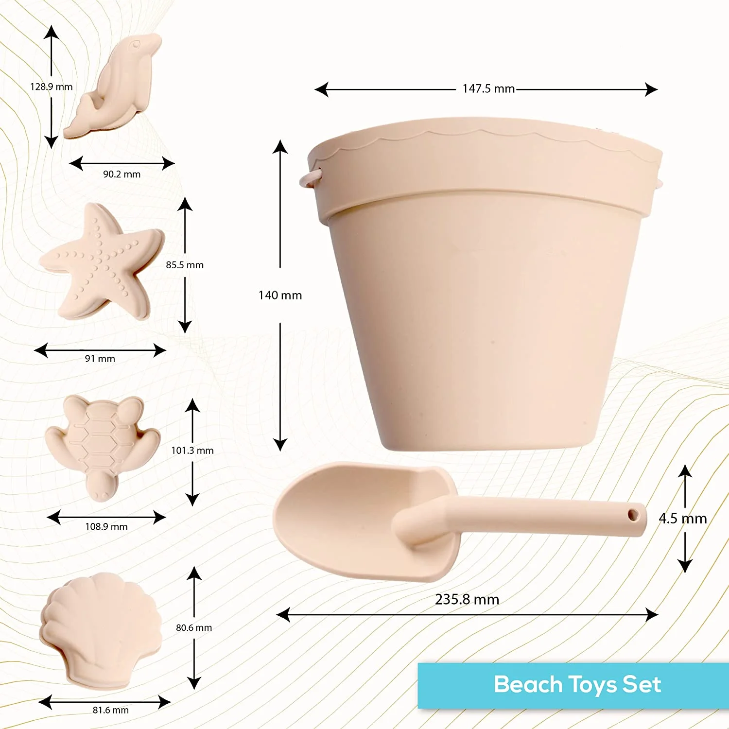 BPA Free Silicone Summer Kids Beach Set Toddlers and Baby Sandbox Toys CPC Approval Travel Friendly