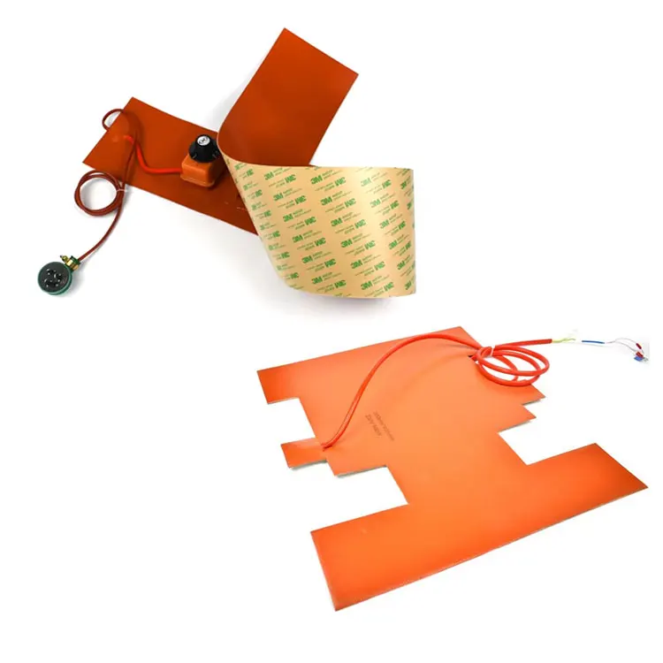 BRIGHT 12V 24V 220V 20W 1000W 3KW Custom Flexible Electric Heat Pad Silicone Rubber Strip Heaters Plate