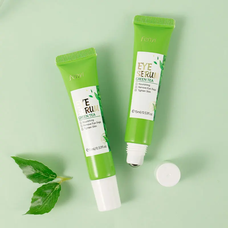 15ml Green Tea Eye Roller Serum Cream Remove Eye Bag Lighten Dark Circle Caffeine Smooth Wrinkle Anti Aging Eye Serum