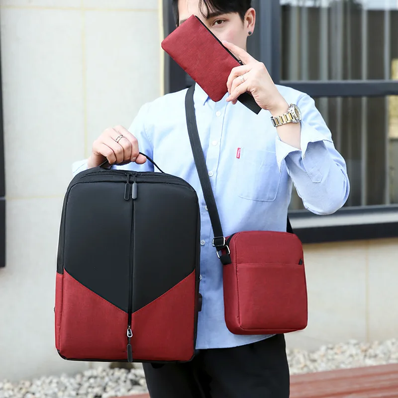 Gelory Travel Business Laptop Backpack 3 In 1 Crossbody Shoulder Bag Laptop Computer Backpack Set With Usb Charging Port