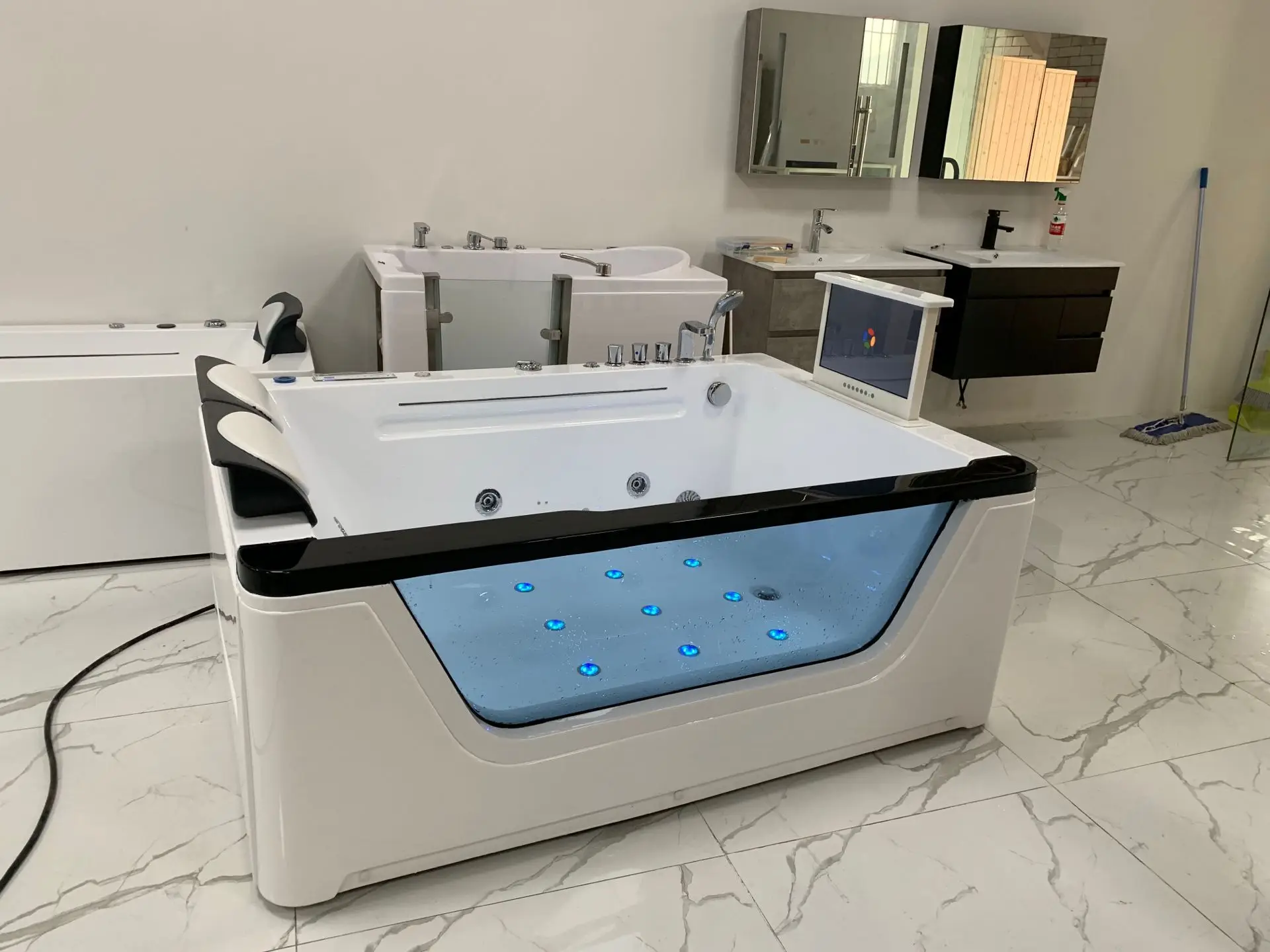 2 person whirlpool bathtub with TV  massage spa tub acrylic bathtub with waterfall