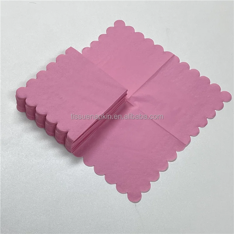Wholesale Custom Color Cocktail Napkin Table Party Decoration Tissue 2ply 1/4fold Lace Shape Dyed Napkin Paper