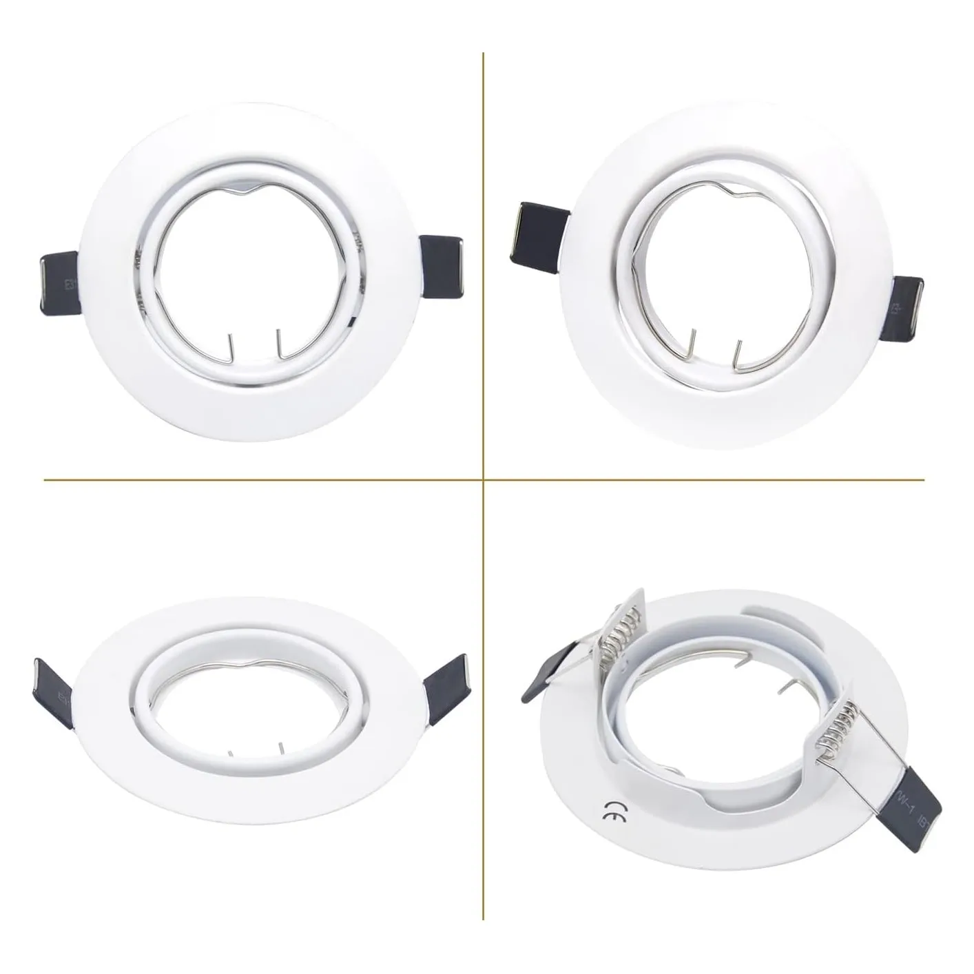 LED Recessed Spotlights GU10 Swivelling Recessed Lights Frame White Round Mounting Frame 230 V Spotlights with Socket for  LED