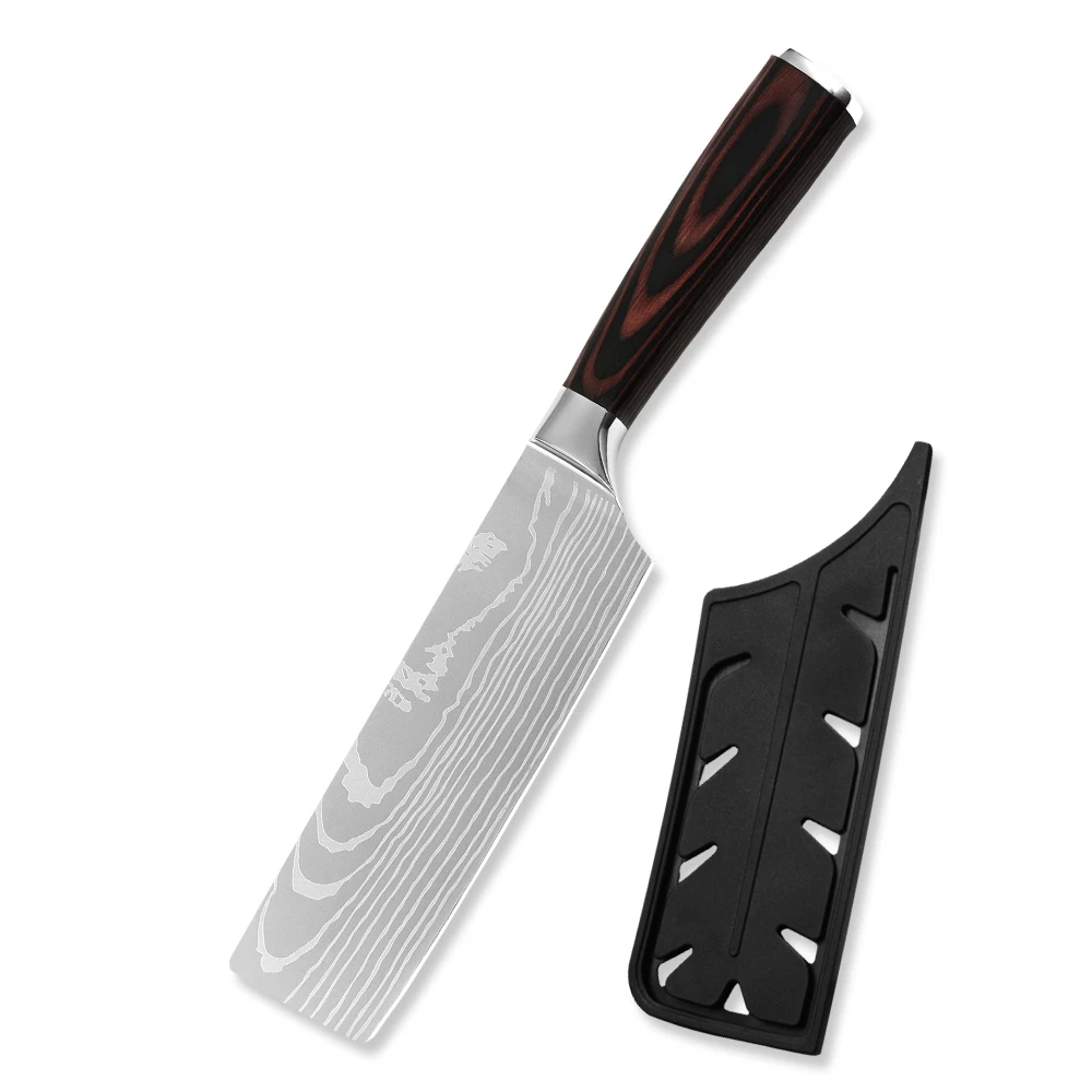 
Amazon Hot Super Sharp 7Cr17mov High Carbon Stainless Steel Sharpen Rod Design 8pcs Stainless Steel Knife Set With Knife Bag 