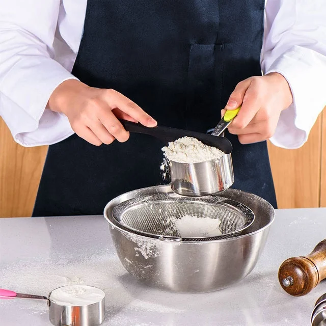 Kitchen Accessories 304/430 Stainless Steel Measuring Cups and Spoons 10 Pcs Set With Silicone Handle Measuring Cups and Spoons