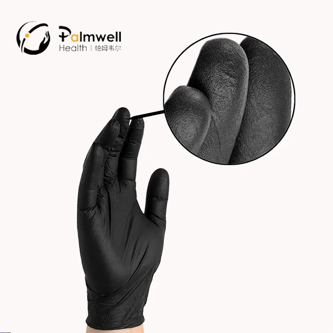 Rubber safety gloves nitrile gloves black personalisied custom work gloves men