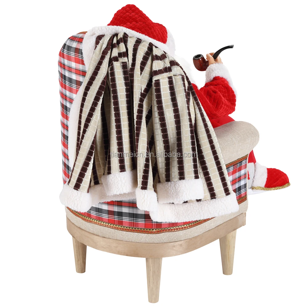 80cm Christmas Animated Sofa Santa Claus with Lighting Musical Ornament Decoration Traditional Holiday Figurine Collection home