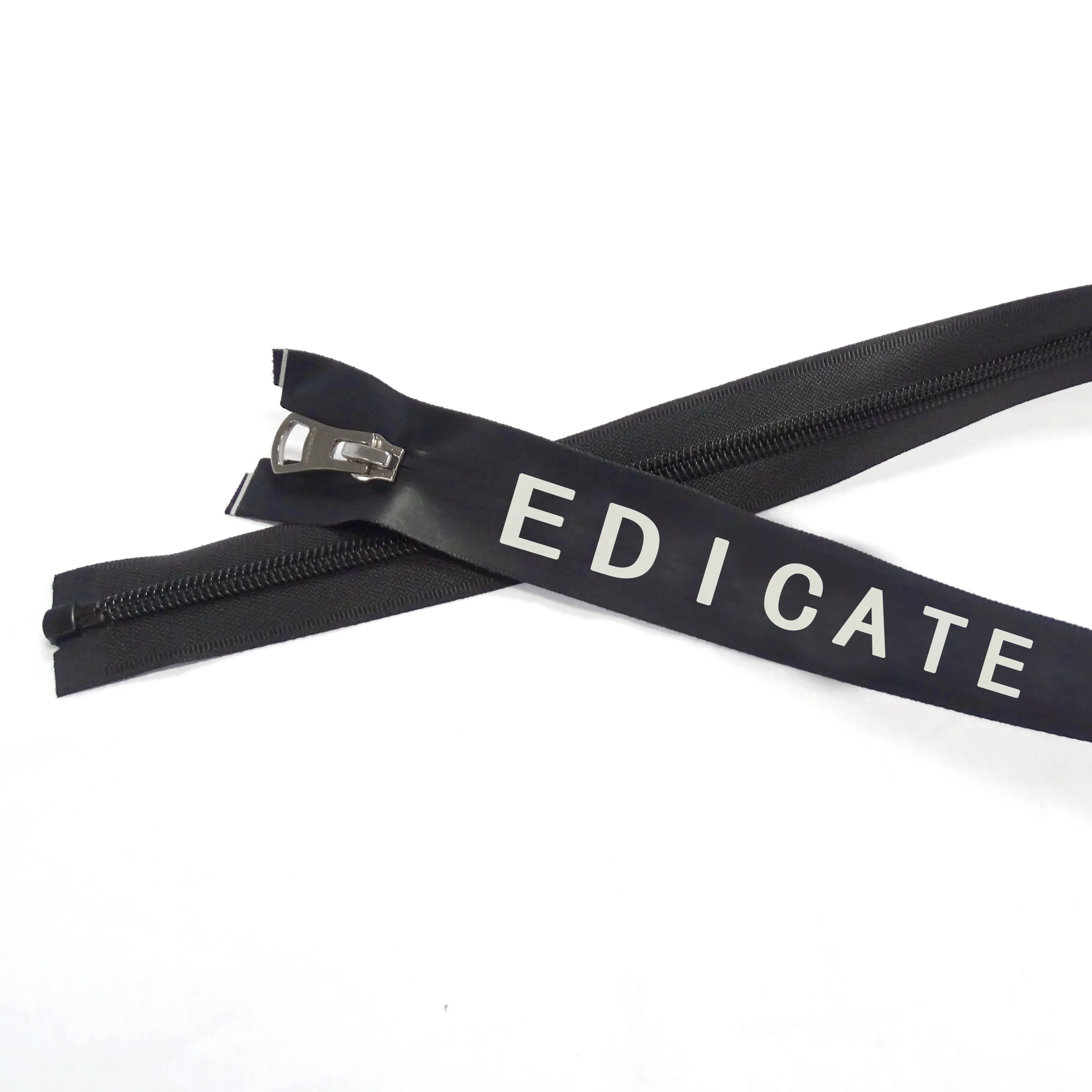 Fashion 5GG invisible custom brand logo nylon zipper bulk coil reverse waterproof nylon zipper for garment clothing