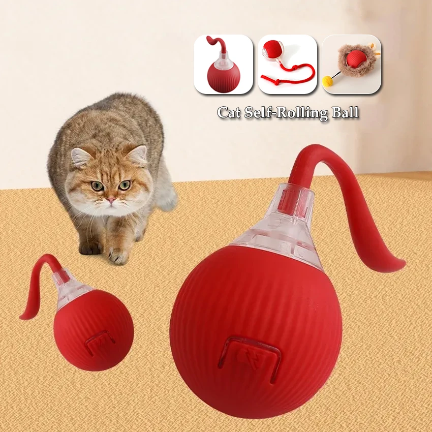 USB Rechargeable Smart Pet Funny Self Rolling Ball Eco-Friendly Plastic Dog Teaser Chew Toy Interactive Cat Toy Small Ball
