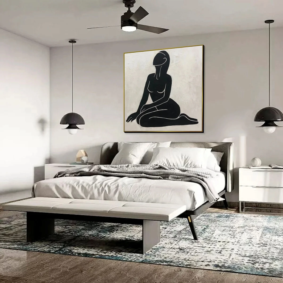 Oversized Creative Black And White Painting nude beauty Modern Abstract Human Artwork Contemporary Wall Art decor love forever