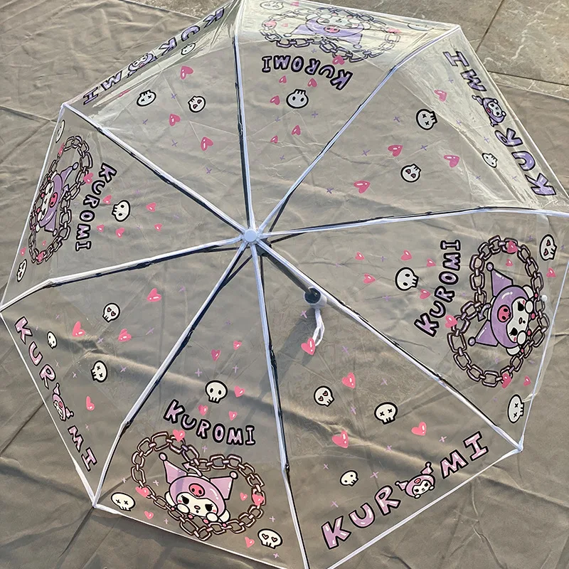 Hot Sale Sanrioed Umbrella Kawaii Hello Kt Kuromi Cartoon Automatic Sunshade Transparent Cute Travel Folding