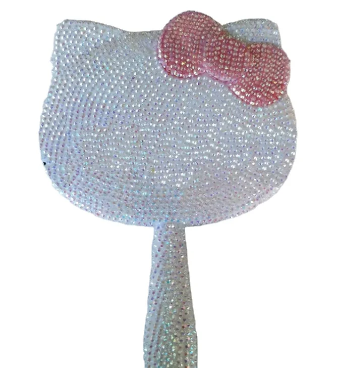 Carton Lovely bling KT Kitty Mirror Single Sided Plastic Handle Makeup Mirror Girly Princess Mirror Espejo De Maquillaje