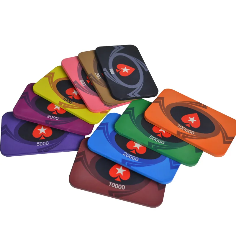 High quality custom square chip set rectangular plaque poker ceramic chips