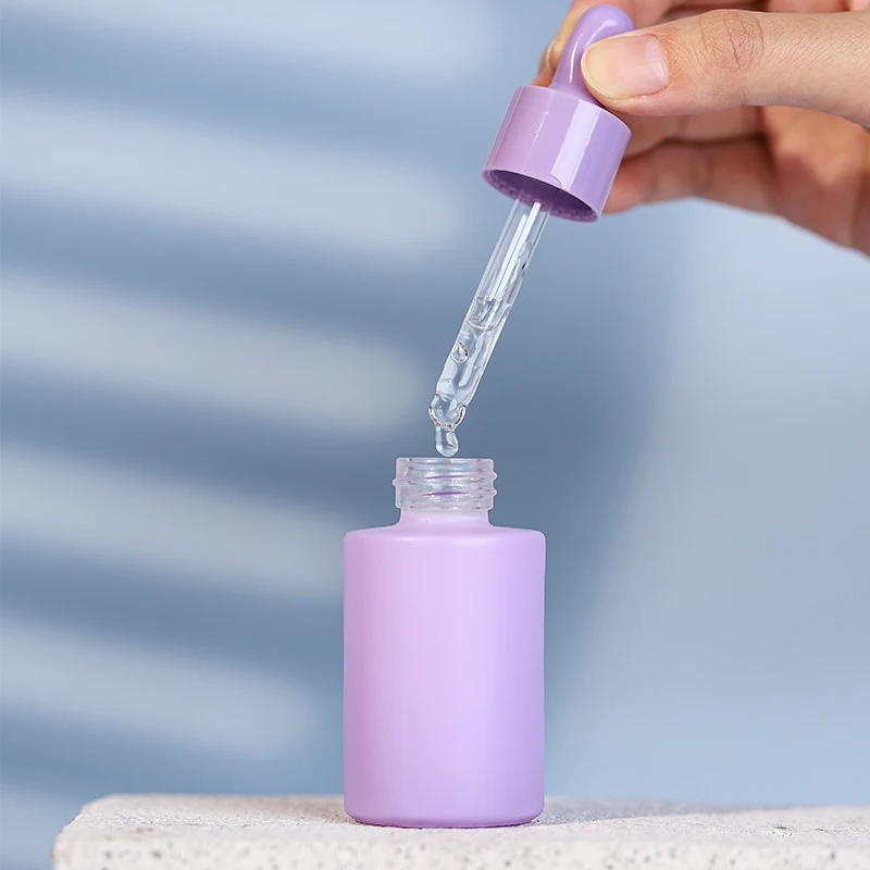 cosmetic glass blue/amber dropper bottle 30ml pink and white transparent glass dropper bottles essential oil bottles
